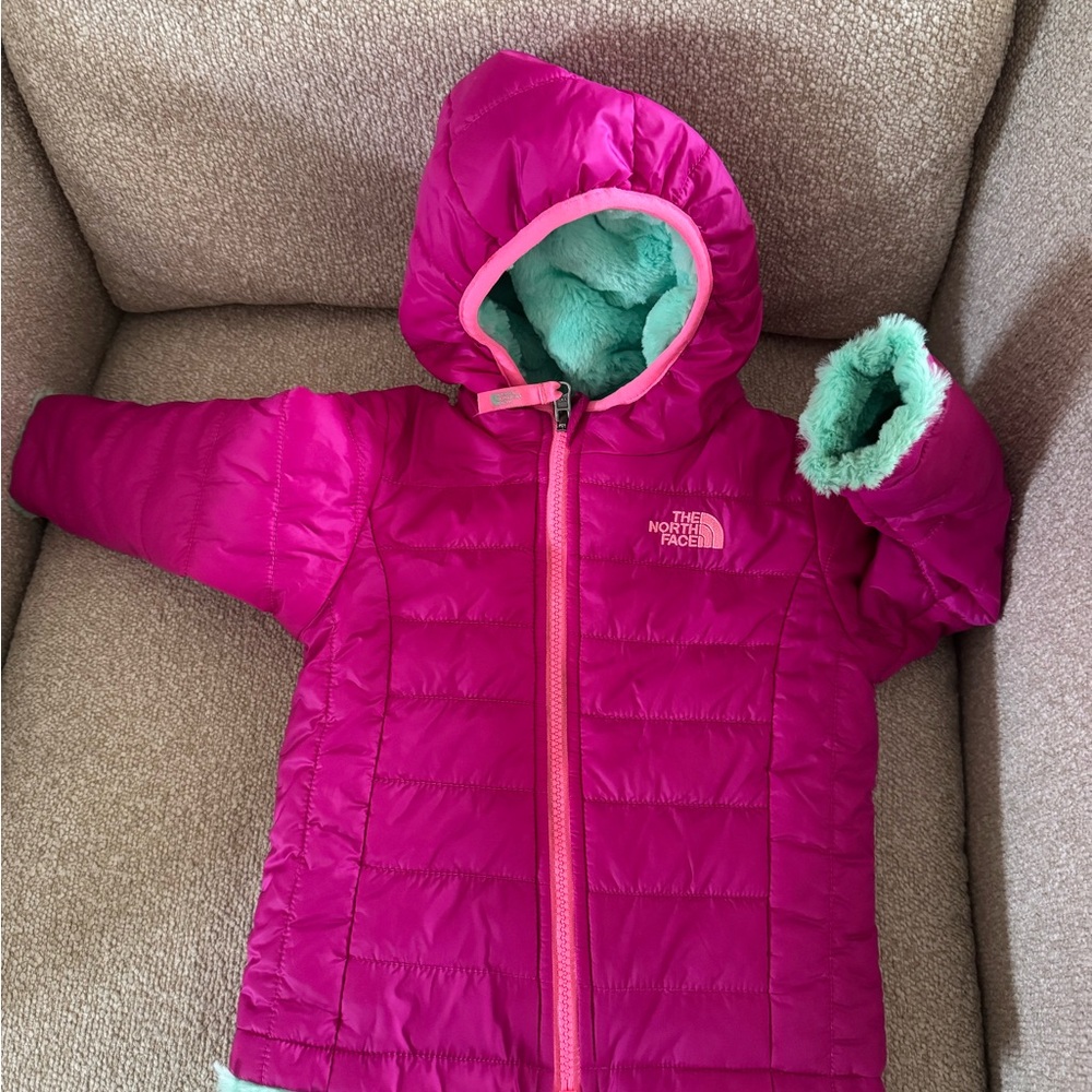 The North Face Fuchsia Jacket with Aqua Lining (Reversible)